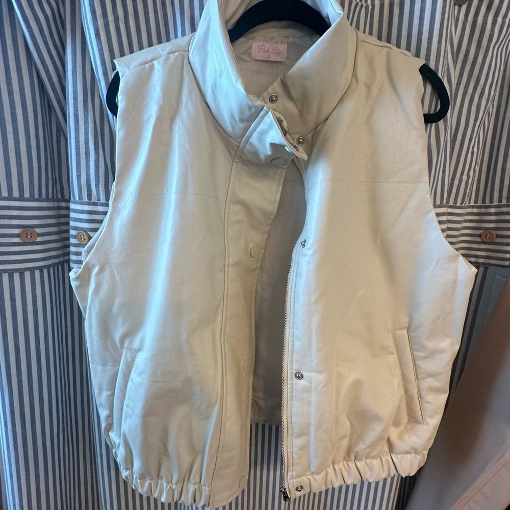 Pink Lily Faux leather cropped vest. NWOT